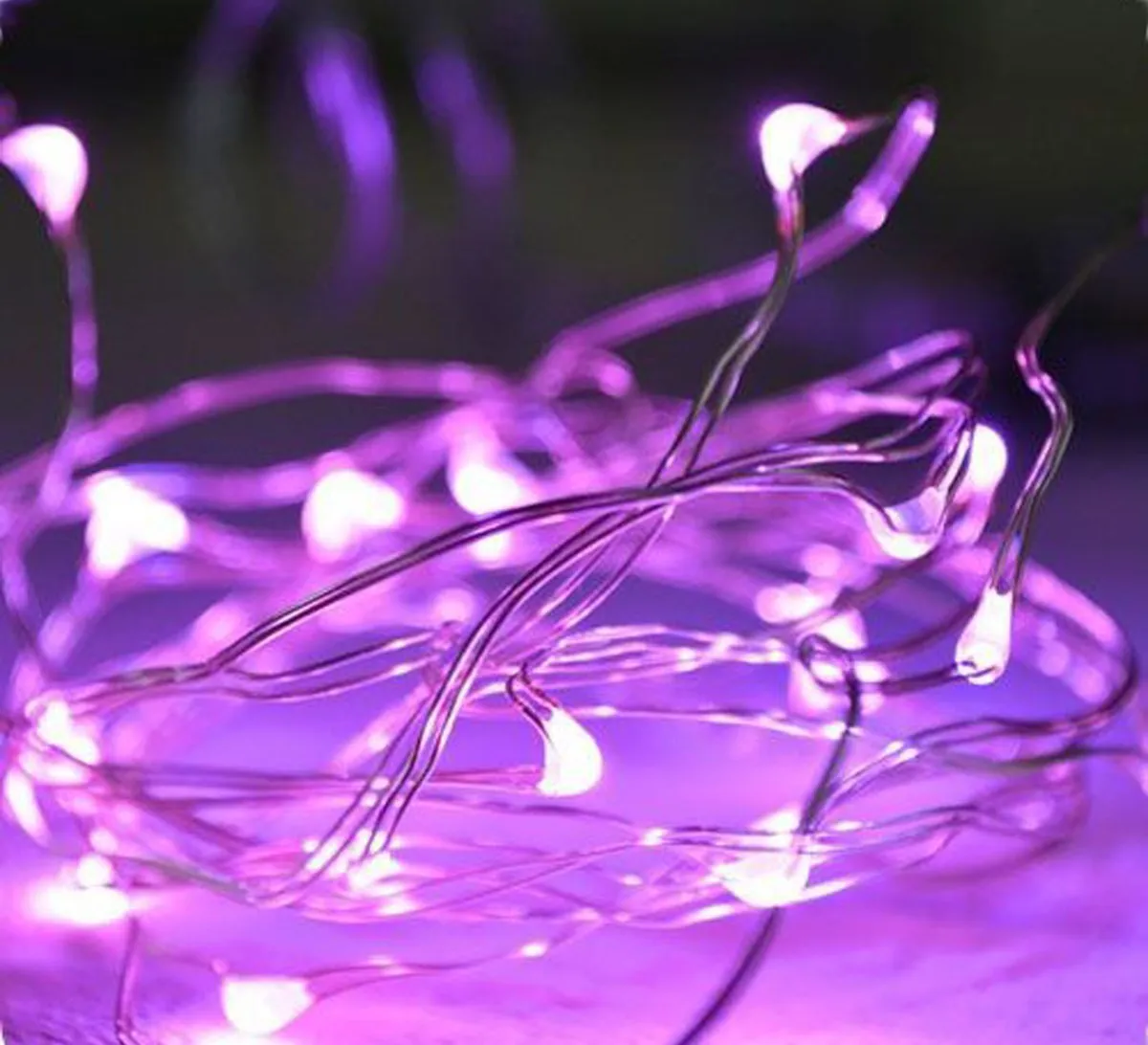 LED Mini String Lights - Battery Operated - Pink