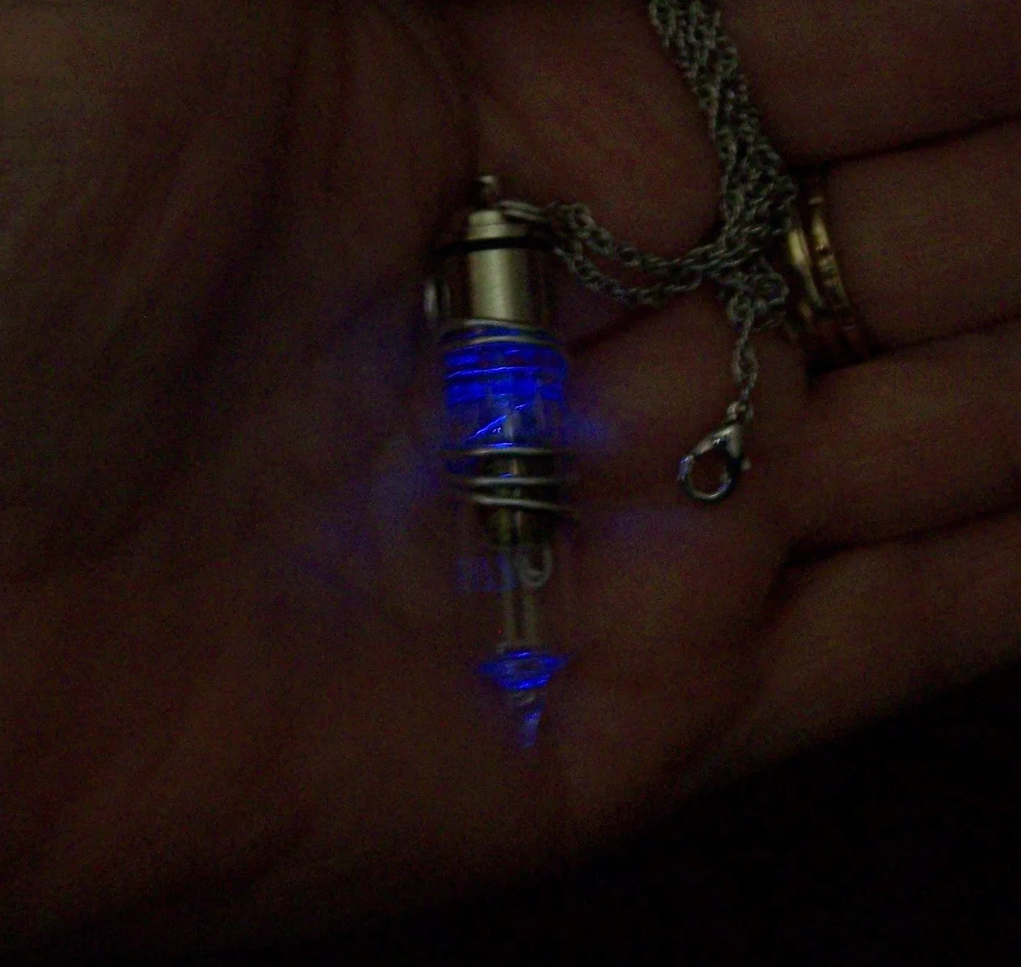 Light Up Blue Vintage Vacuum Tube Steampunk Pendant