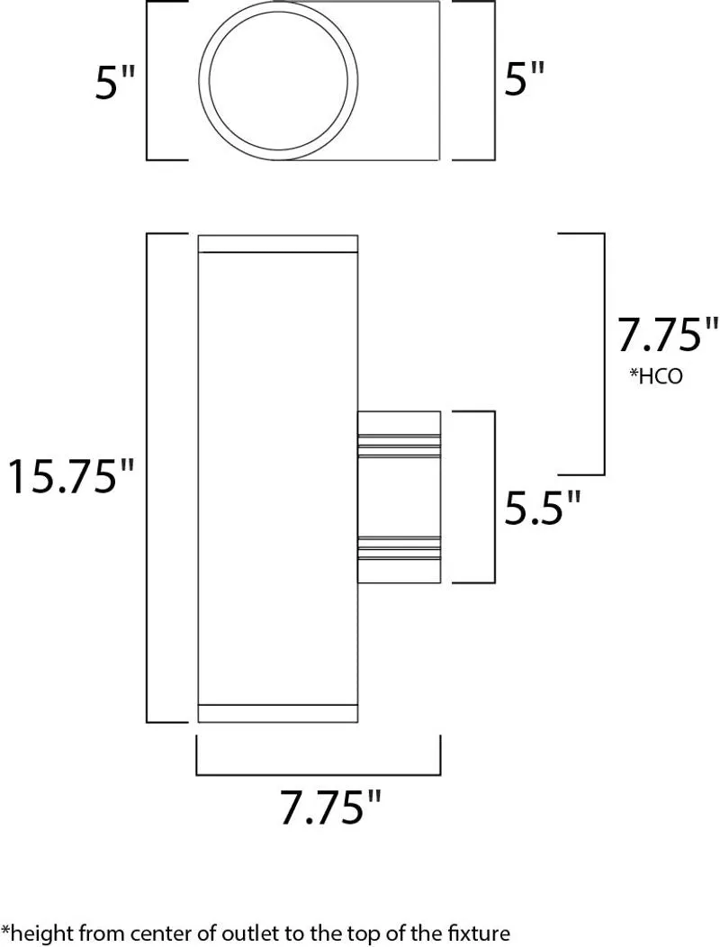 Lightray 5" 2 Light Outdoor Wall Sconce