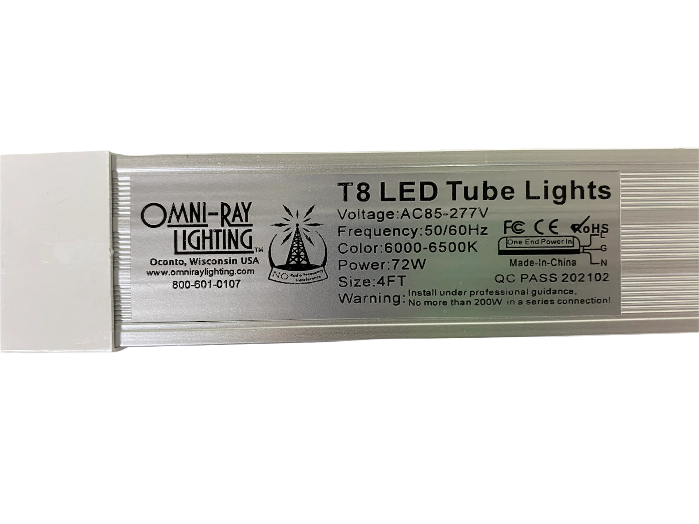 Linkable LED T8 4ft 72w 8,827 Lumen FROSTED LENS (NO RF) Quad-Row w/Mounting Hardware