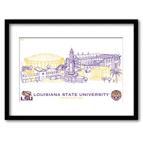 LSU Tigers Framed Campus Wall Art 11" x 14"