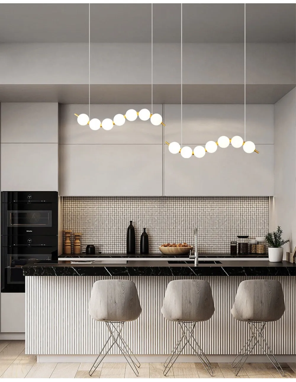 MAK Modern White Ball LED Pendant Lights Copper Hanging Lamps