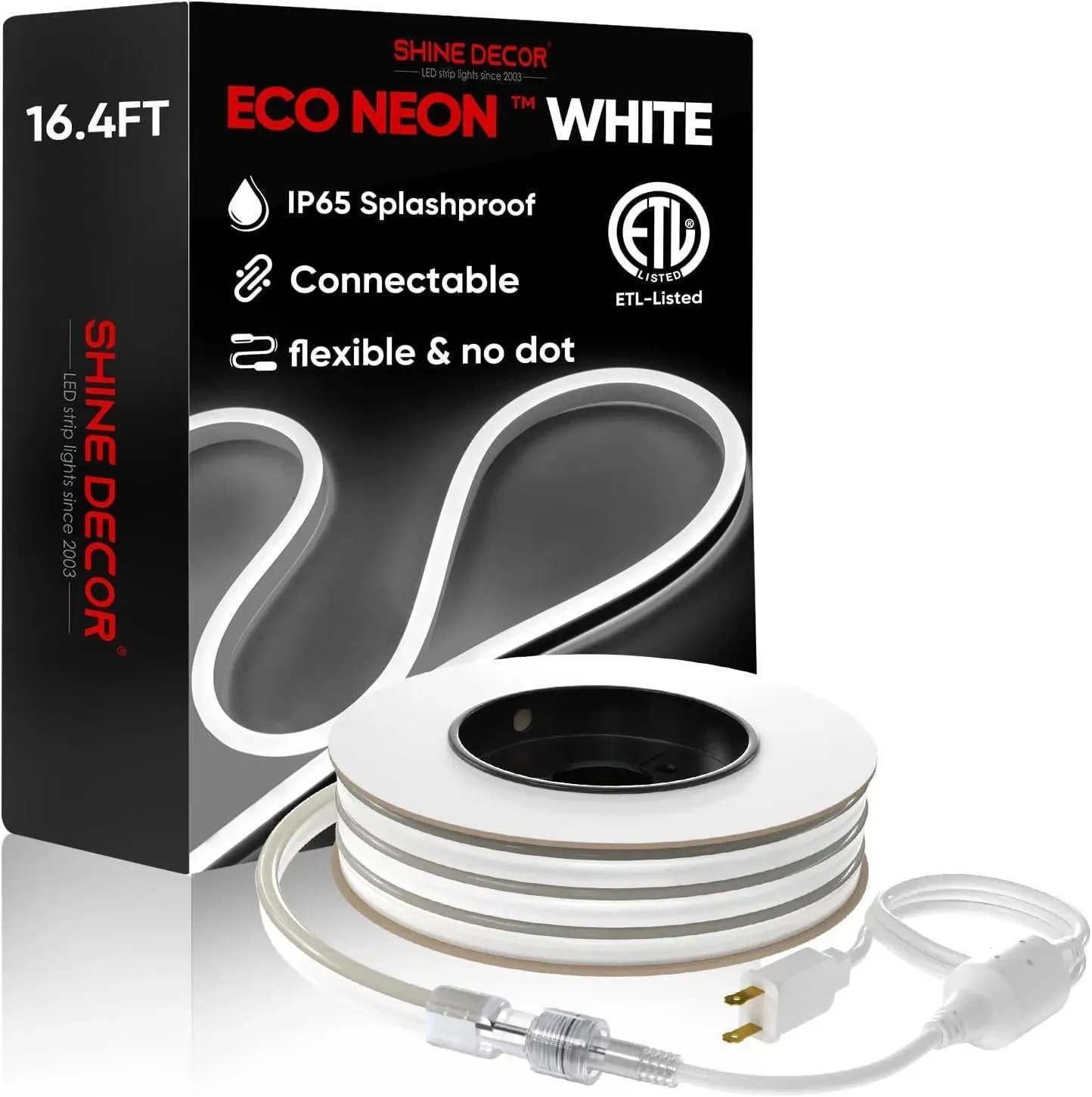 Male-to-Female 10FT Extended Power Cord Wire for LED Neon Rope Lights LED Strip Lights