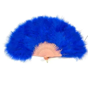 Marabou Large Deluxe Dainty Feather Fan - Royal Blue (Style 4)