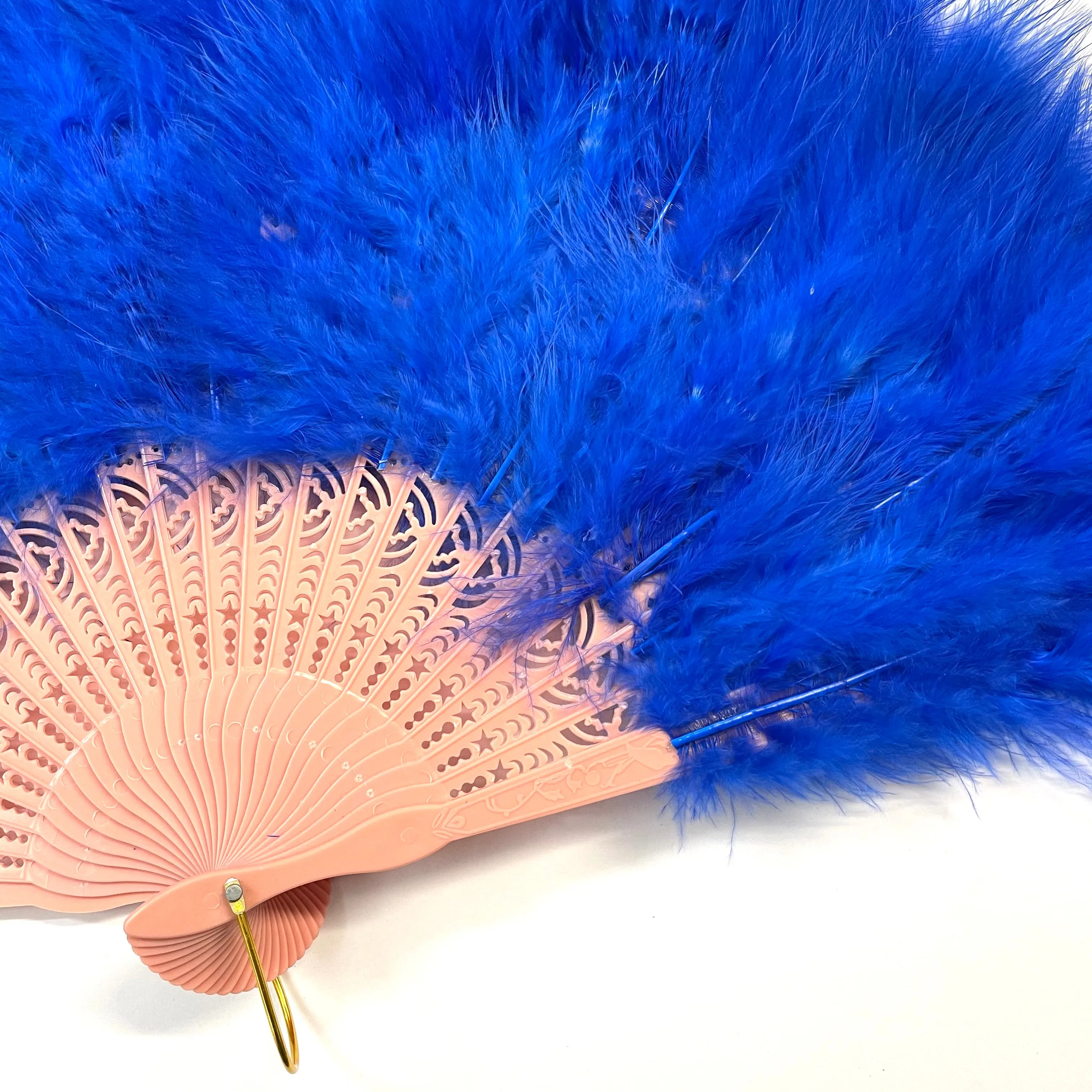 Marabou Large Deluxe Dainty Feather Fan - Royal Blue (Style 4)