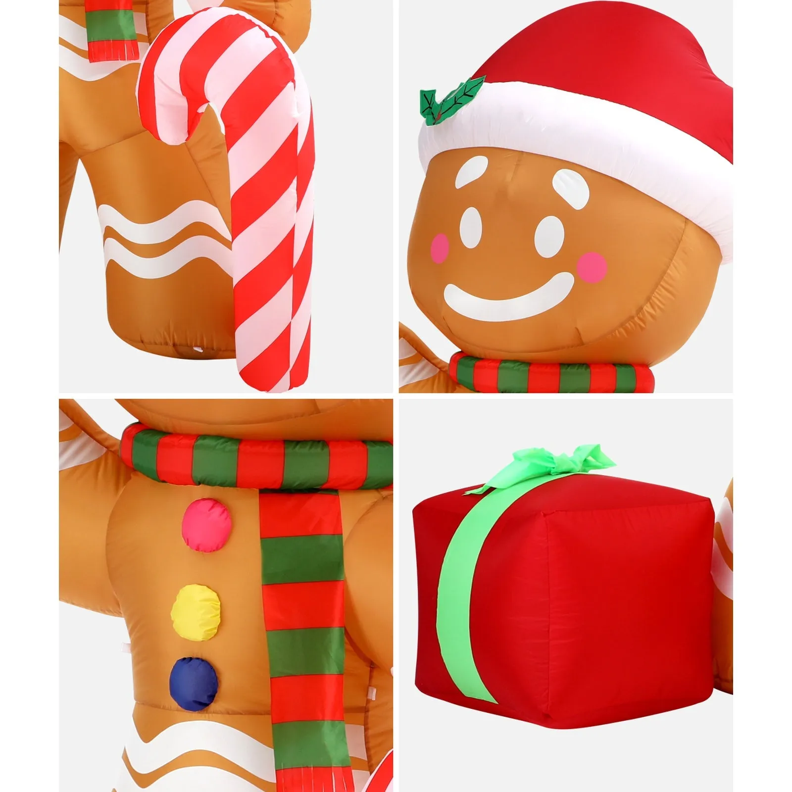 Mazam 2.4M Christmas Inflatable Gingerbread Man LED Lights Outdoor Decoration