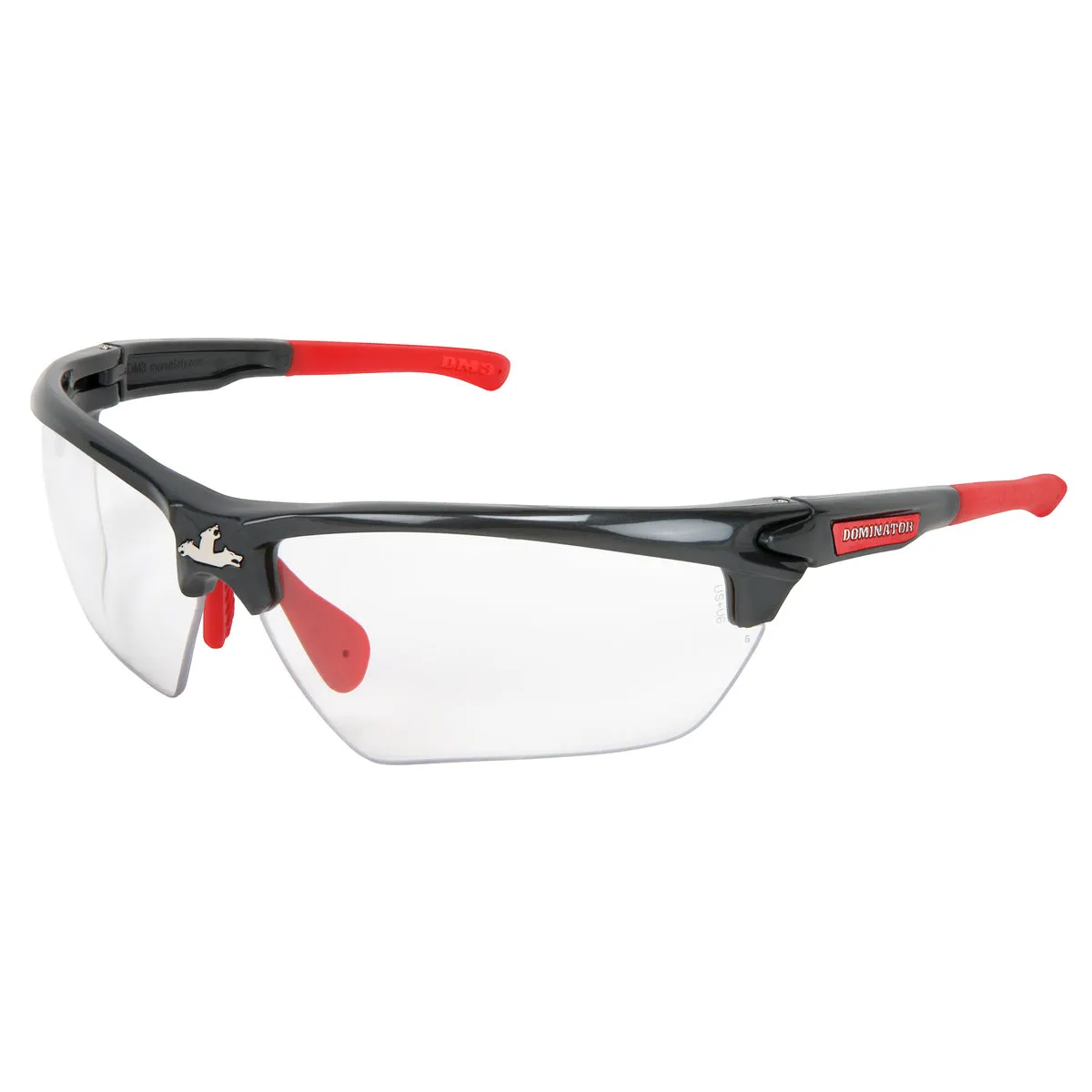 MCR Safety Dominator DM3 Safety Glasses - Gray/Red Frame - Clear Lens - DM1310P