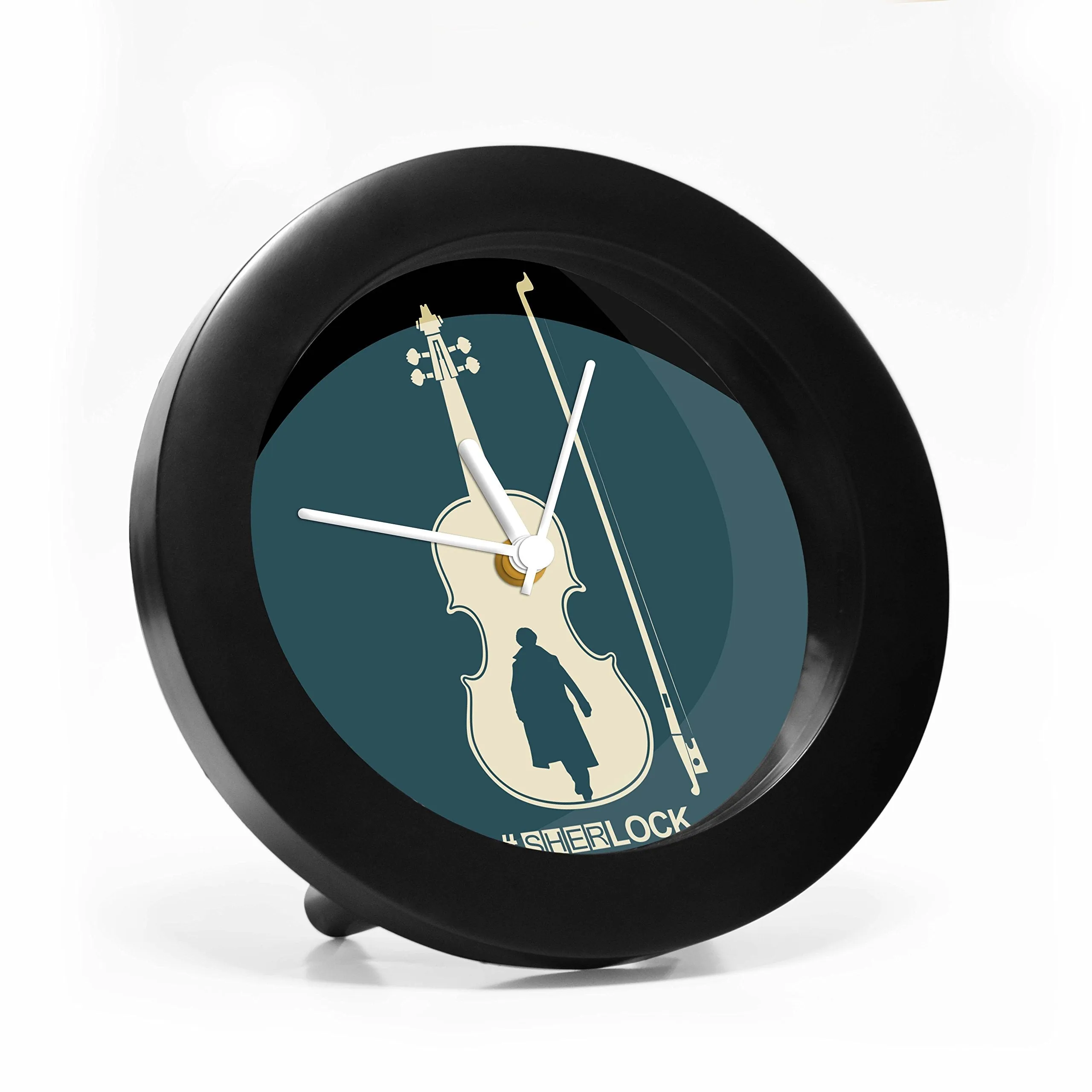 MCSID RAZZ- Sherlock TV Series - Violin | Table Clocks | Gift Desk Clock Best GIft for sherlock fans