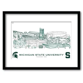 Michigan State Spartans Framed Campus Wall Art 11" x 14"