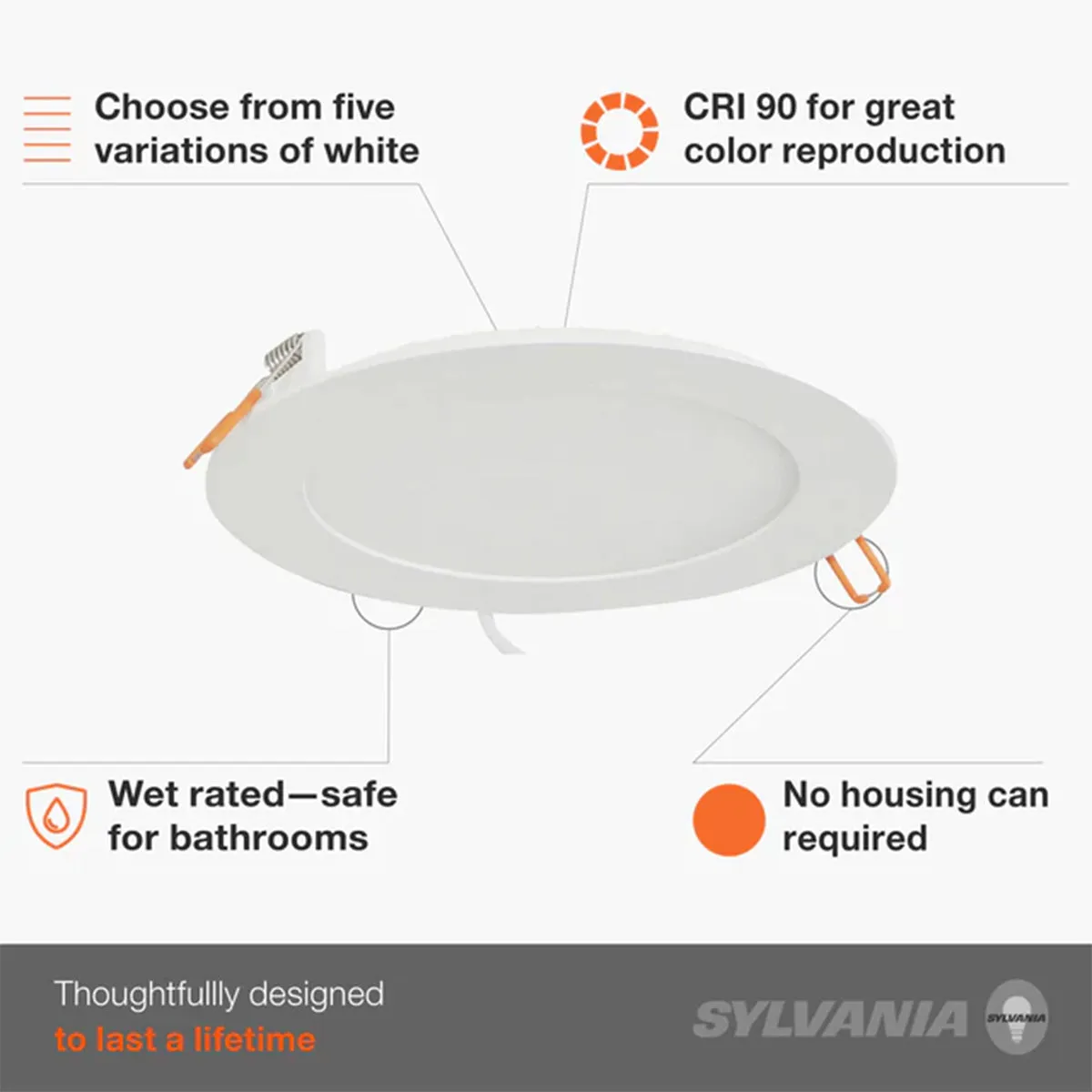 Microdisk 6" Canless LED Recessed Light, 800 Lumens, 27K|30K|35K|40K|50K, 120V