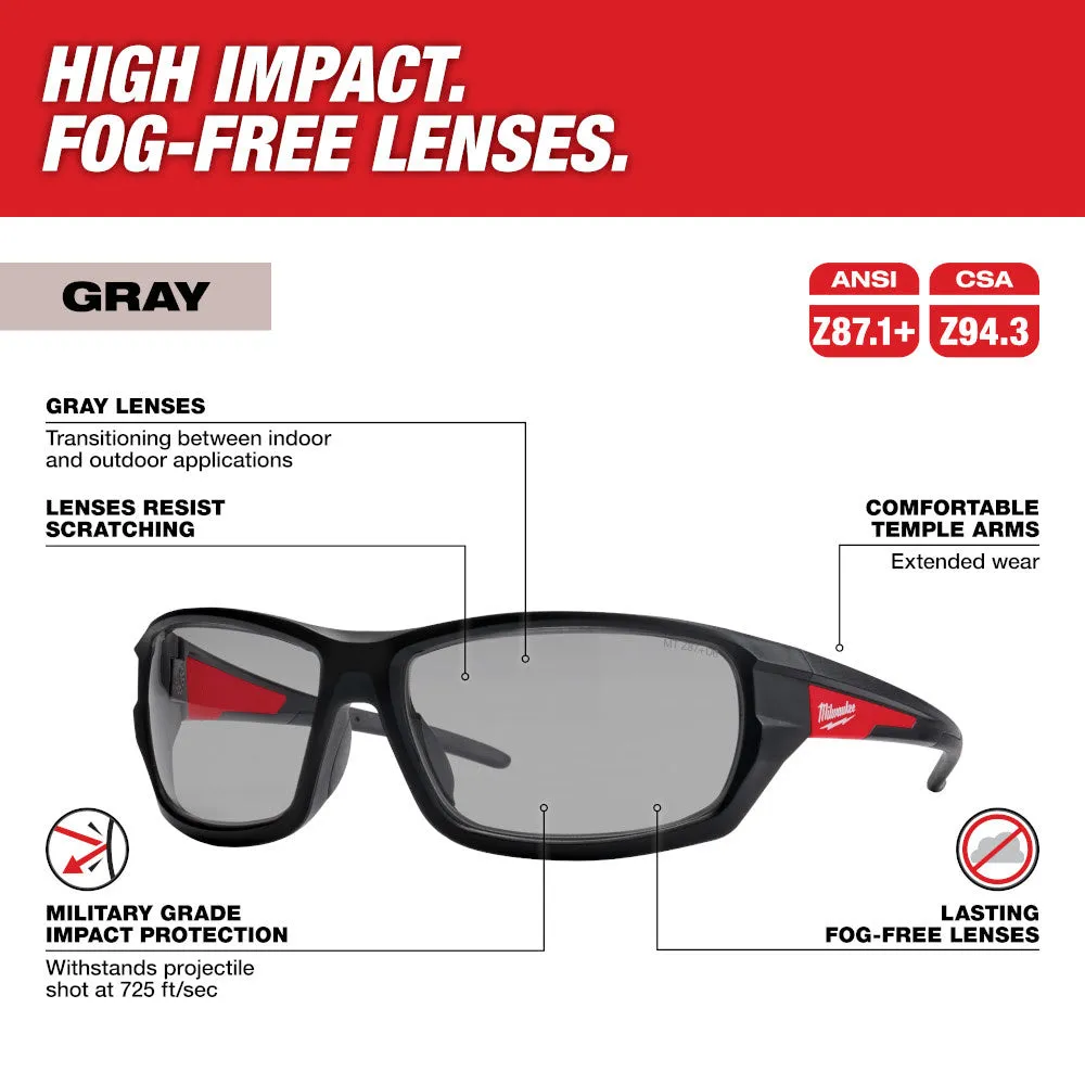 Milwaukee 48-73-2125 Gray - Performance Safety Glasses - Fog-free Lenses