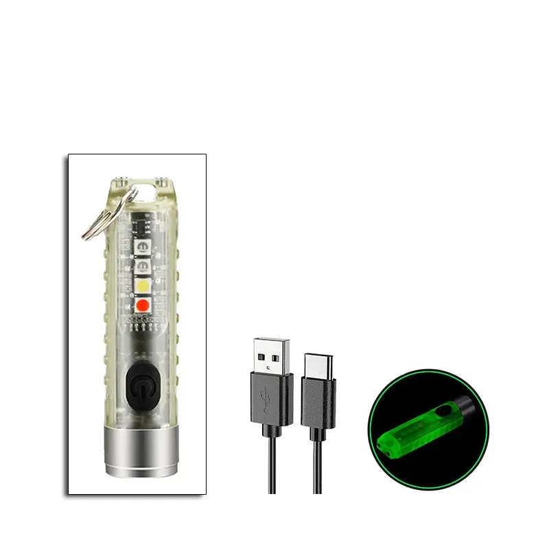 Mini Powerful Flashlight with Strong Magnetic Work Keychain Light Portable IP66 Waterproof Camping Light with UV Torch