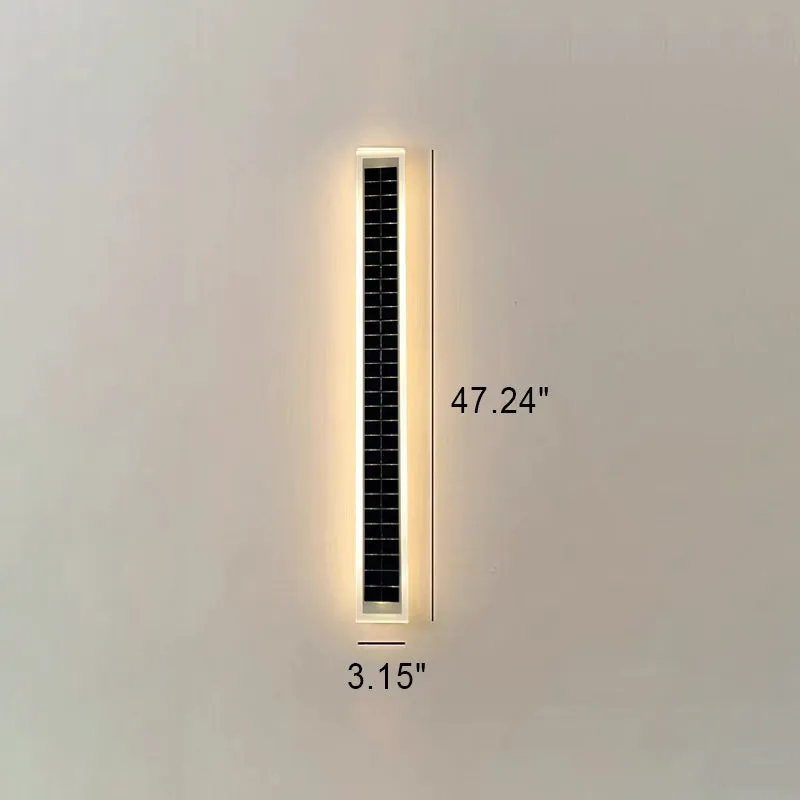 Minimalist Outdoor Solar Rectangular Strip Waterproof Patio LED Wall Sconce Lamp