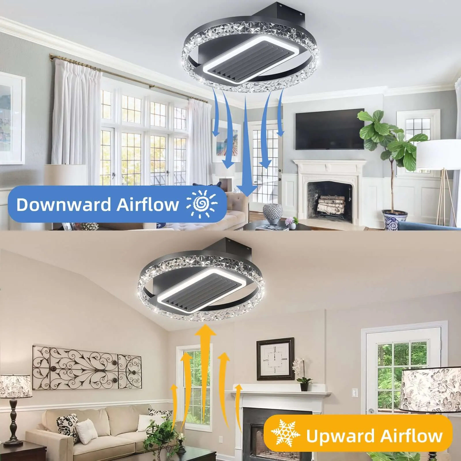 Modern 20 Leafless Ceiling Fan - Remote & Reversible Motor