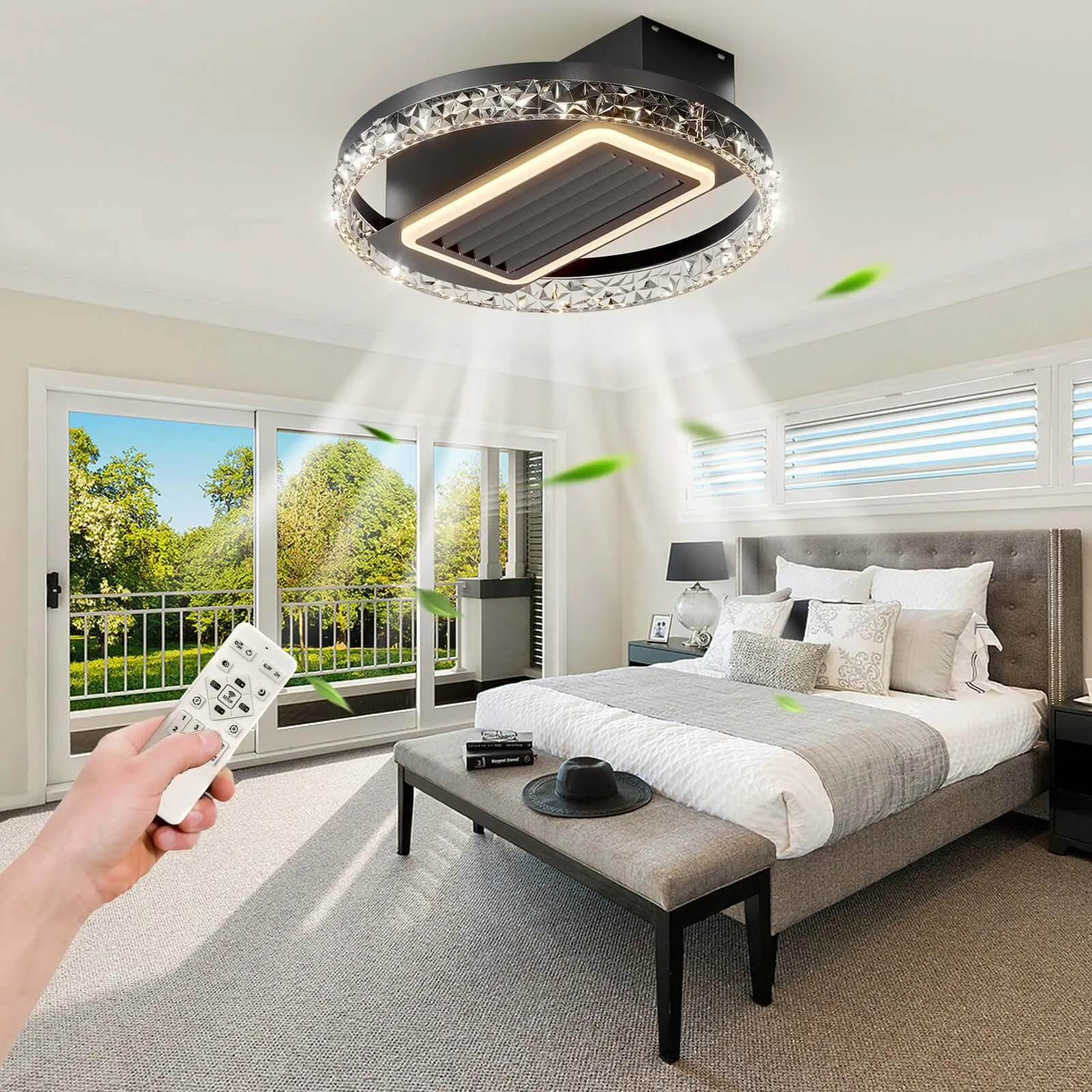 Modern 20 Leafless Ceiling Fan - Remote & Reversible Motor