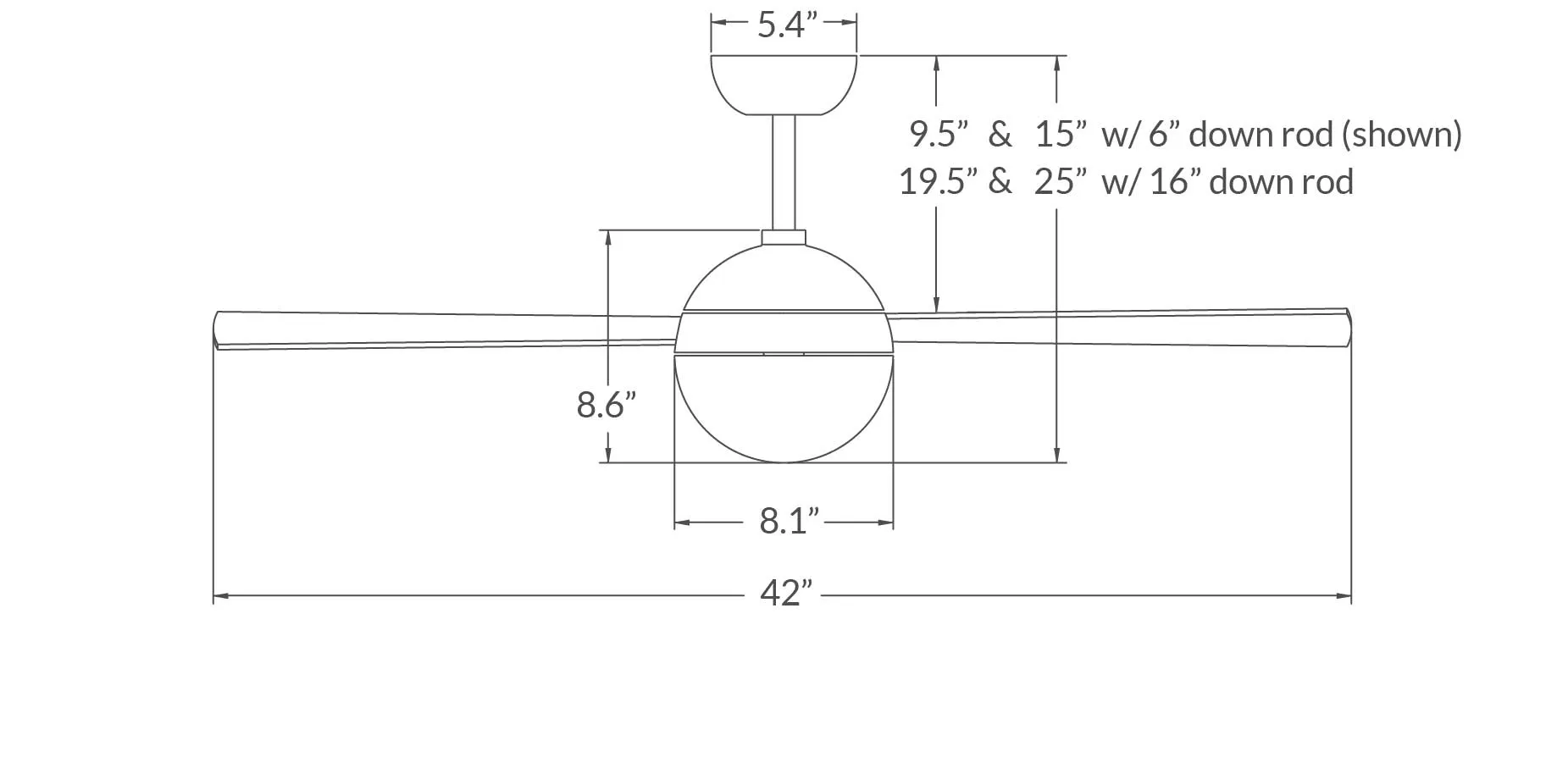 Modern Fan Ball 42" Ceiling Fan - No Light