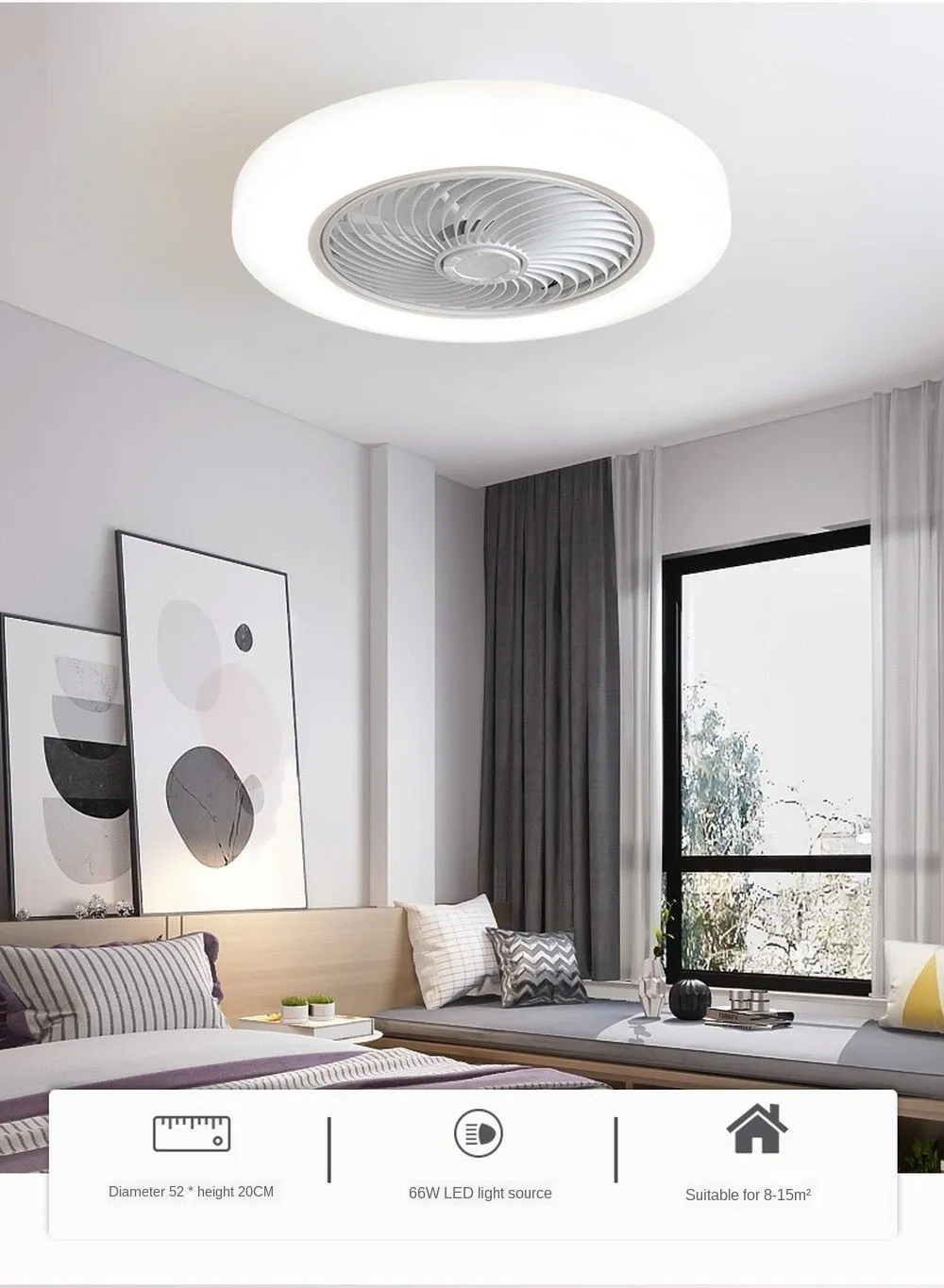 Modern Lux Flush Mounted Silent Retractable Fan Light