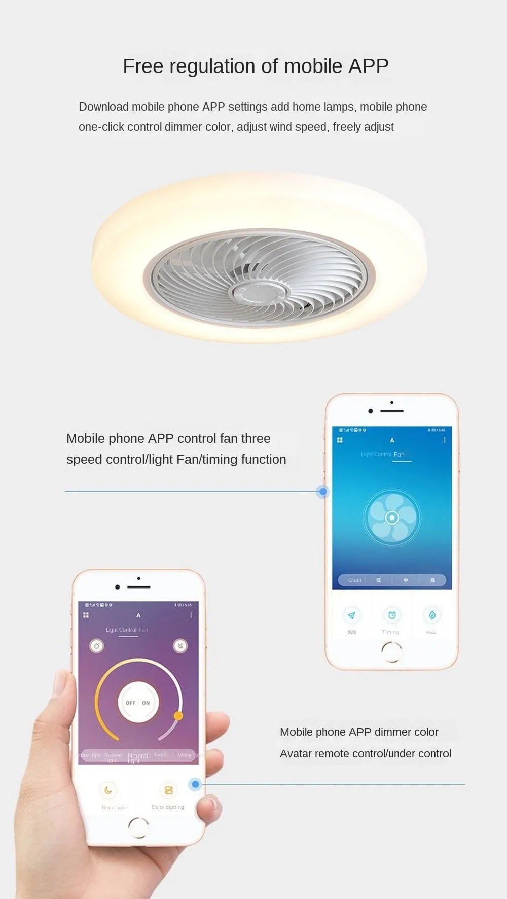 Modern Lux Flush Mounted Silent Retractable Fan Light