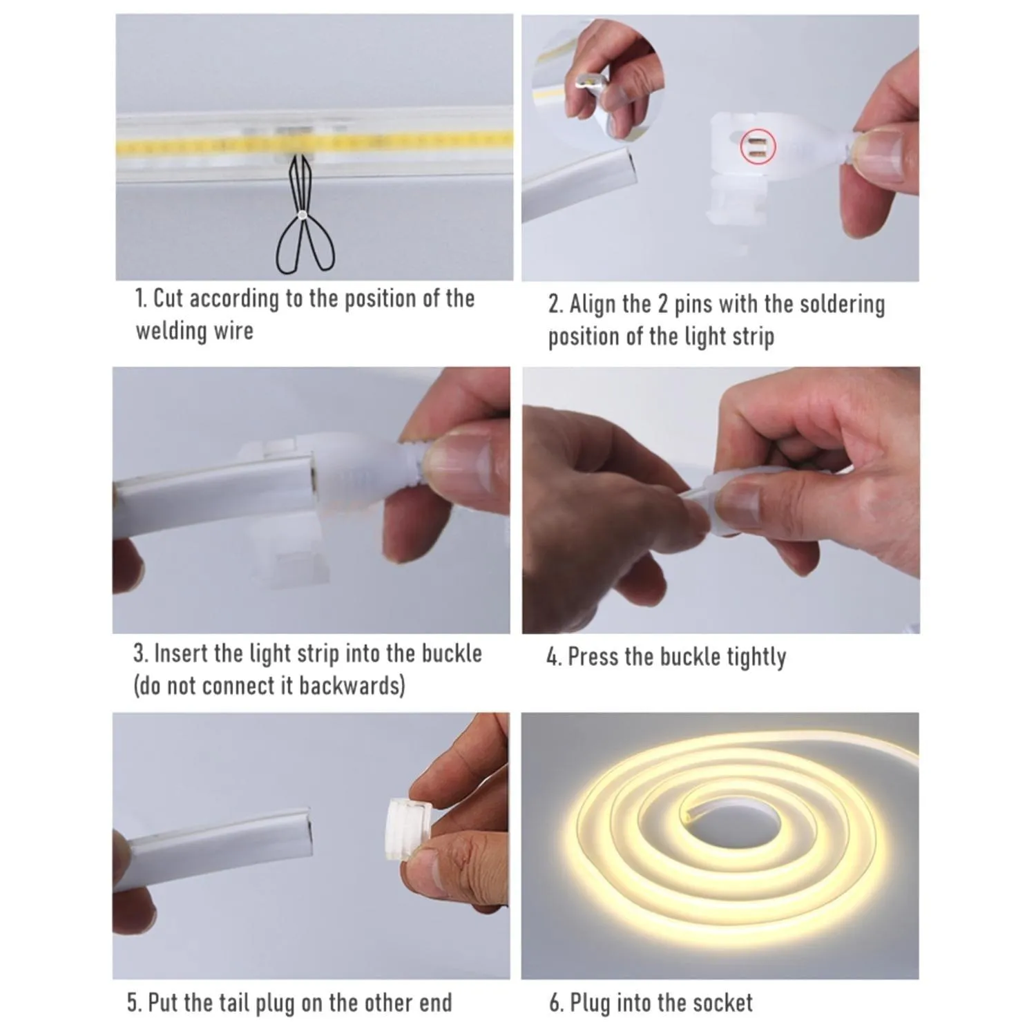 Natural White 4000K COB Strip 220V 240V 288 LEDs/m IP65 with UK Plug