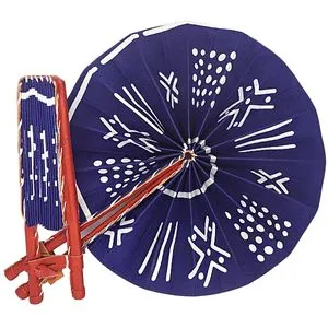 Navy Blue and White African Tribal Print Handmade Fan