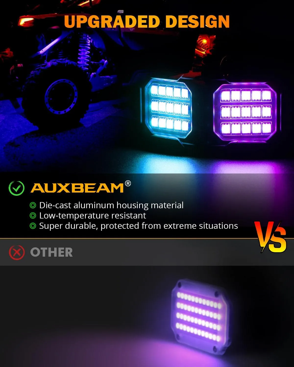 NEW Vibrant Series | 10PCS RGB LED Rock Lights Kit Multicolor Neon Underglow Lights with Bluetooth APP & Remote Control