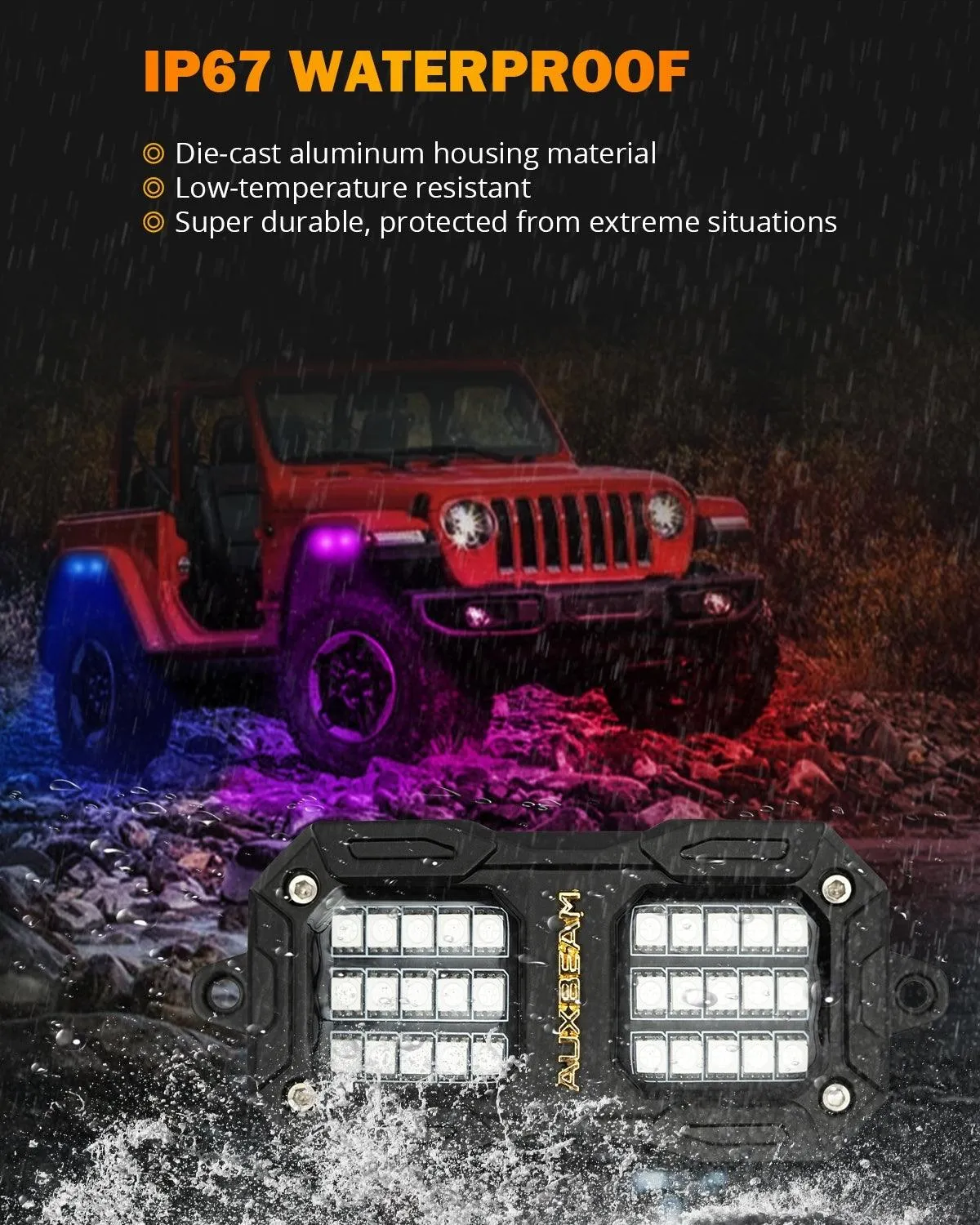 NEW Vibrant Series | 10PCS RGB LED Rock Lights Kit Multicolor Neon Underglow Lights with Bluetooth APP & Remote Control