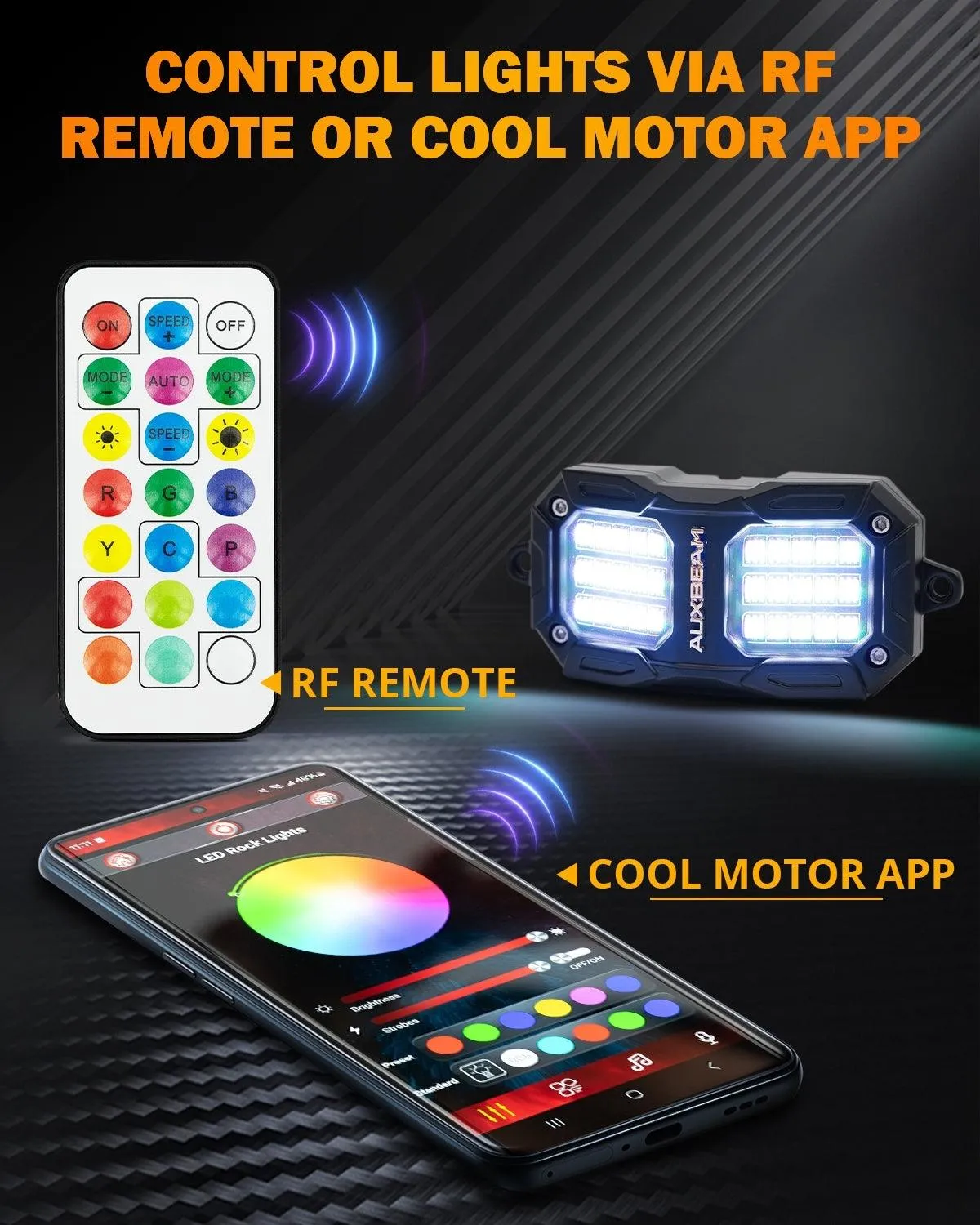 NEW Vibrant Series | 6PCS RGB LED Rock Lights Kit Multicolor Neon Underglow Lights with Bluetooth APP & Remote Control