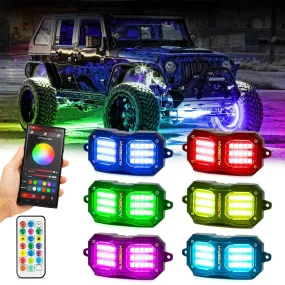 NEW Vibrant Series | 6PCS RGB LED Rock Lights Kit Multicolor Neon Underglow Lights with Bluetooth APP & Remote Control