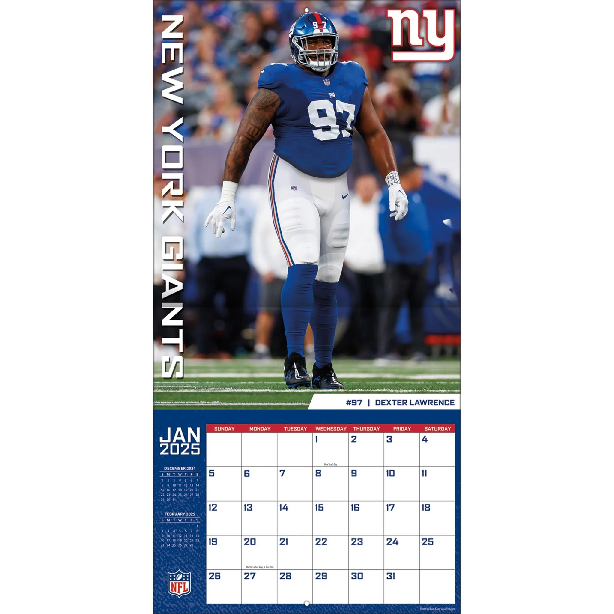 NFL New York Giants Wall 2025 Calendar - Online Exclusive