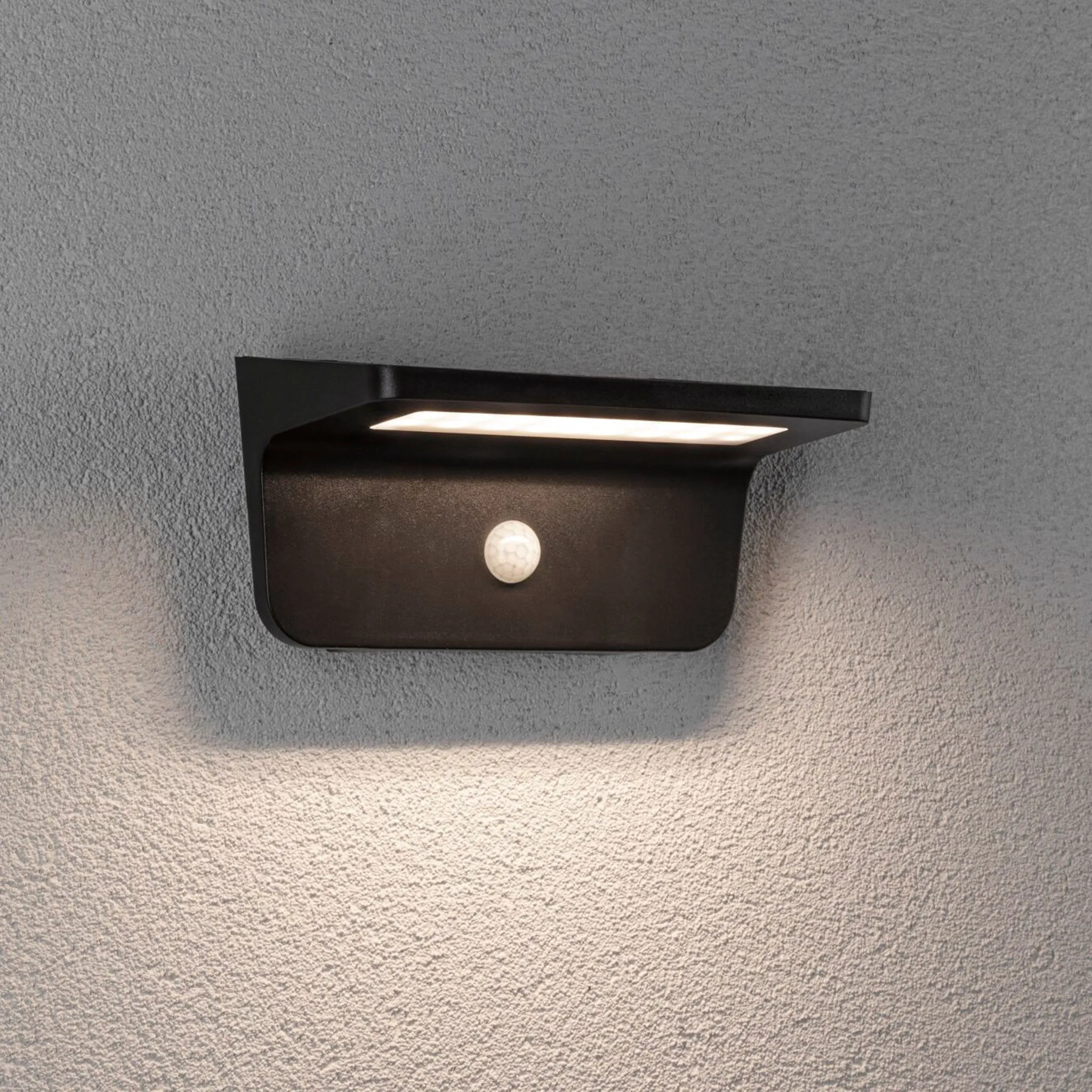 Outdoor Cyrus 5W LED Solar Wall Orientation Light with Motion Detection in Anthracite