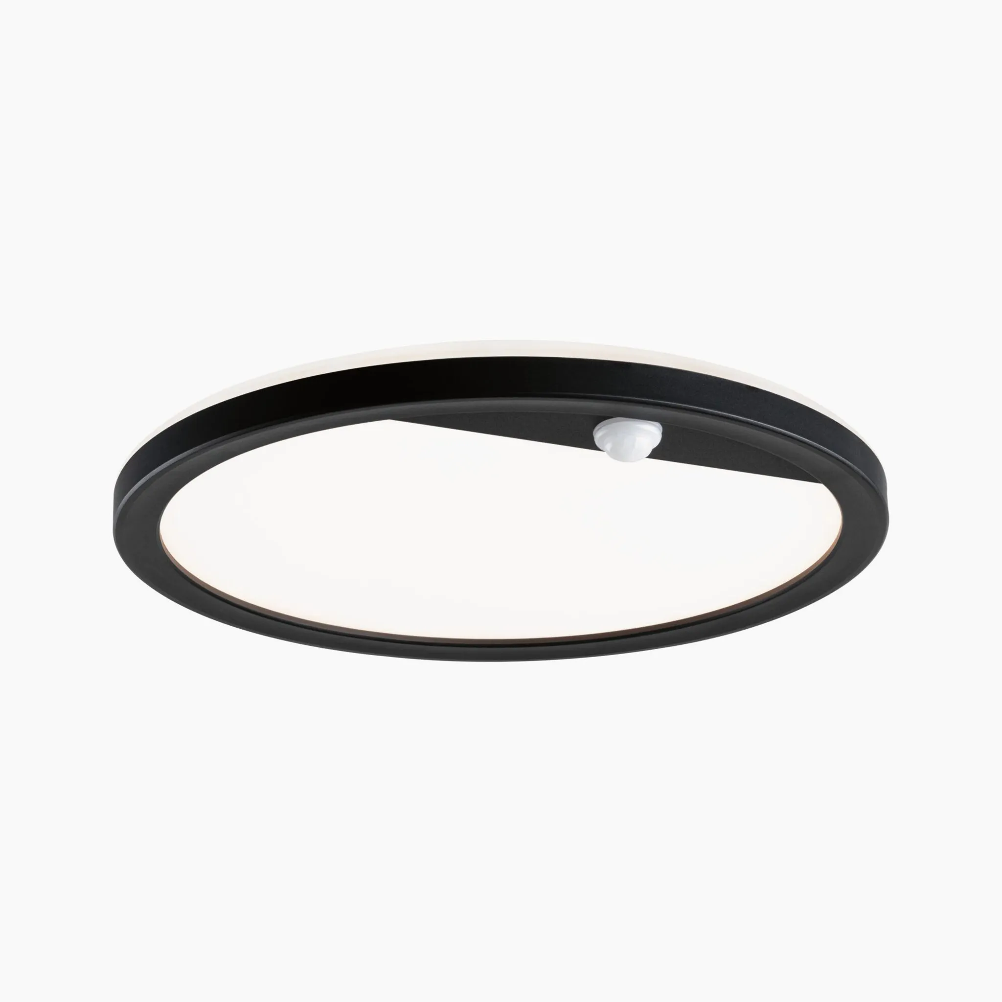 Outdoor Lamina 15.5W LED Backlit Round Wall Light with Motion Detection in Black