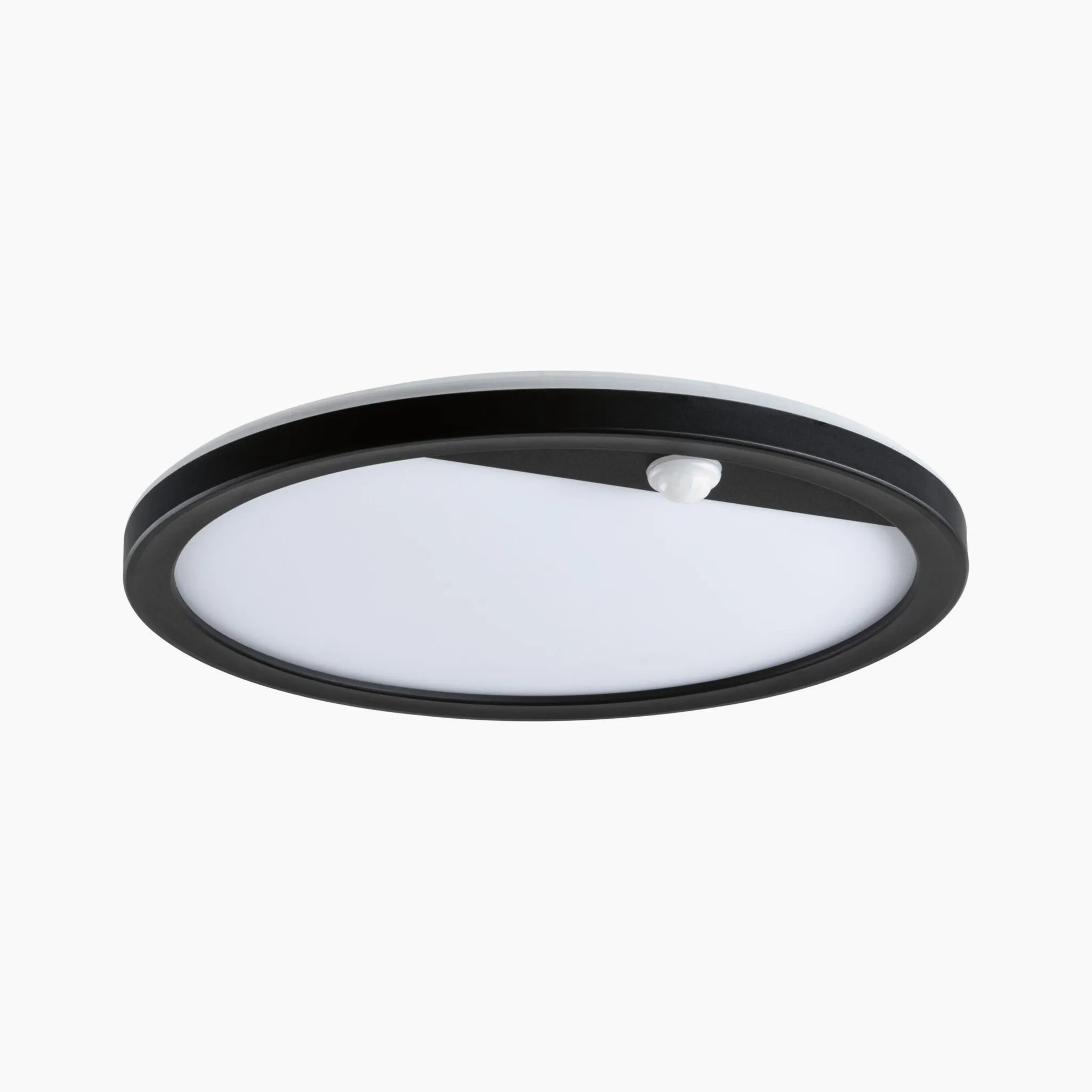 Outdoor Lamina 15.5W LED Backlit Round Wall Light with Motion Detection in Black