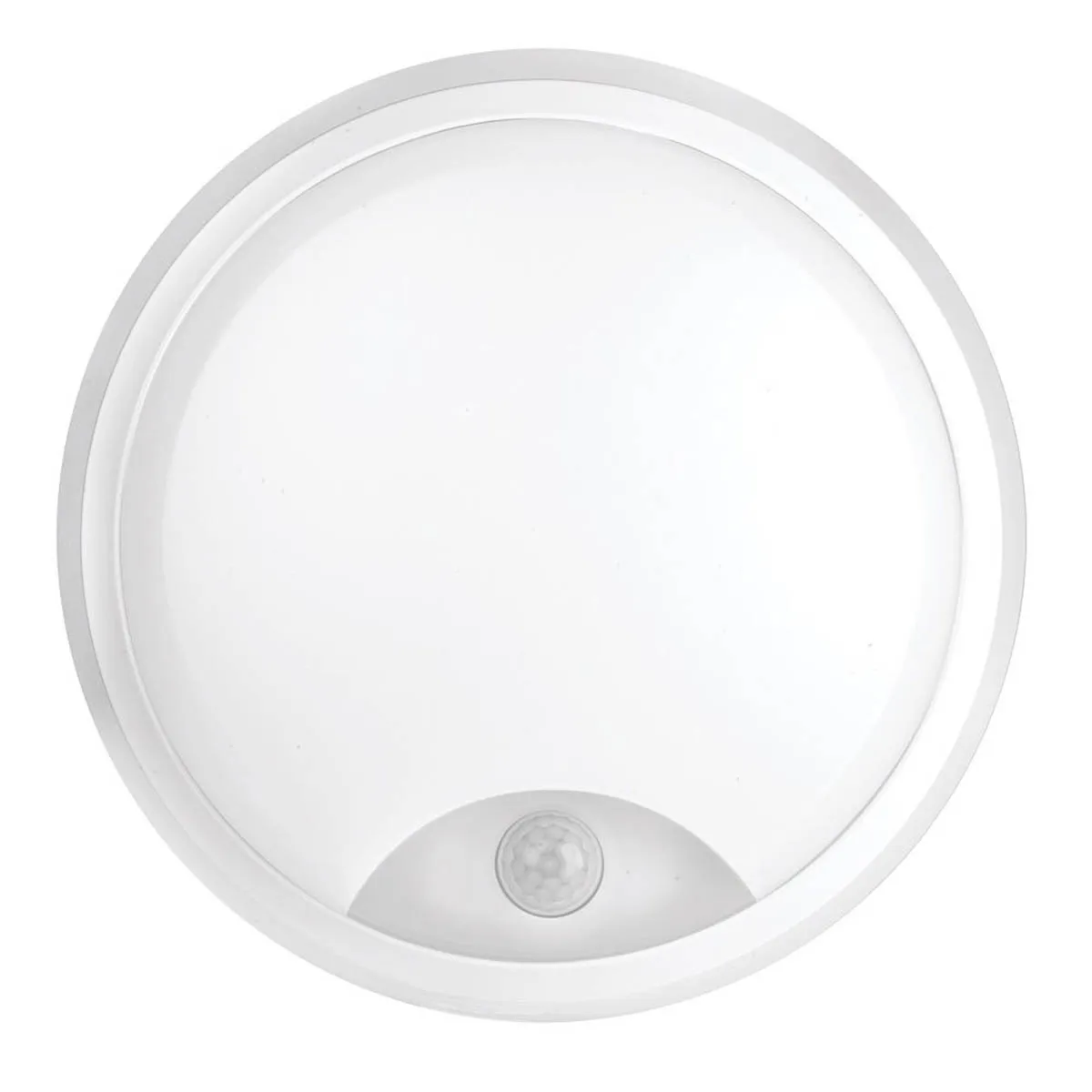 Outdoor LED Bulkhead Round Wall Ceiling With PIR Sensor White 12.5W 1100lm