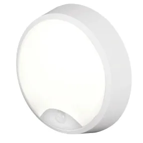 Outdoor LED Bulkhead Round Wall Ceiling With PIR Sensor White 12.5W 1100lm