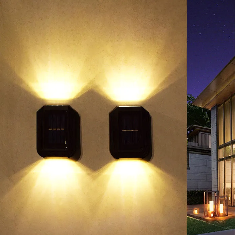 Outdoor Solar Square Light Control Sensor LED Waterproof Garden Wall Sconce Lamp