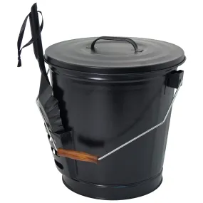 Panacea 15343 Fireplace Ash Bucket with Shovel, Black Powder Coated Steel