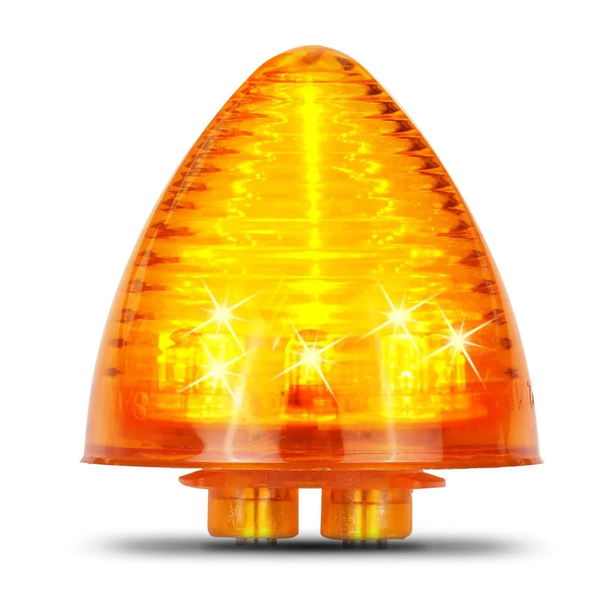 Partsam 10 Amber 2" Round Side Marker Light Beehive Cone Light 9 Diodes Sealed Multifunctional LED Beehive Light Truck Trailer Rear Tracking Light