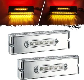 Partsam 2Pcs Chrome 6.5" 25 LED Side Marker Lights Stop Turn Tail Light Bar Indicator Lights, Clear Lens Triple Face Led Light Bar Surface Mount, Double Face Auxiliary Light