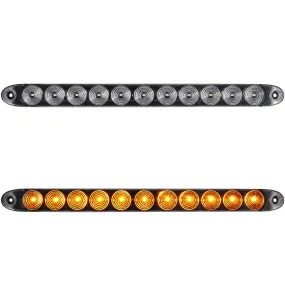 Partsam 2x Clear Lens Flange Mount 15" Turn Signal Marker light Bar Amber 11LED Waterproof for Trucks Trailers RV Boat, Super Thin Yellow Led Strip ID Light Bar P/T/C Parking Lights