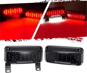 Partsam Red Led Low Profile Combination RV Tail Lights Surface Mount LED RV Camper Trailer Stop Turn Brake Tail Lights/License Plate Light Holder Bracket Smoke Lens - Black Base