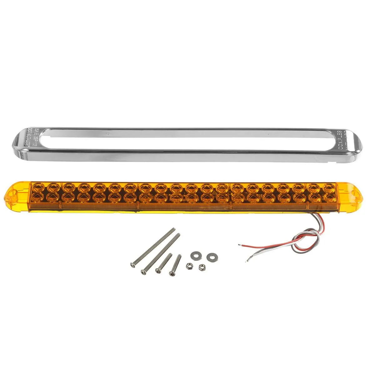 Partsam Submersible 17 Inch Thin Amber Led Turn Signal Light Bar 40 LED Sealed Utility Trailer Truck RV Led Marker Clearance Identification Light Bar w/Chrome Bezel (Pack of 2)