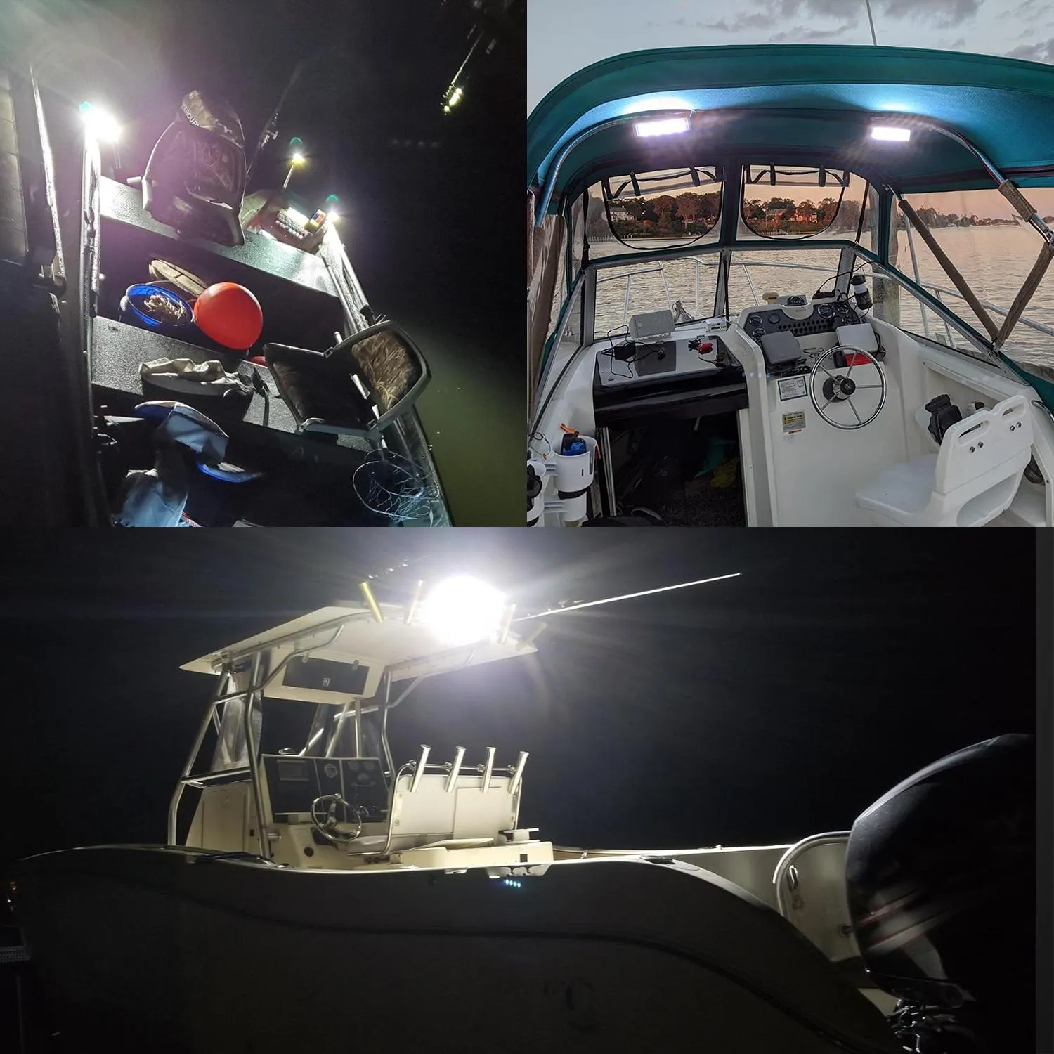 Partsam Waterproof Led Boat Lights White Beam 6.3 inch 36W IP67 Waterproof Deck Dock Marine Light 4000LMS 150¡ãFlood Light 12/24V Light Bar Aluminum Housing w/180¡ãAdjustable Mounting Bracket(2pcs)