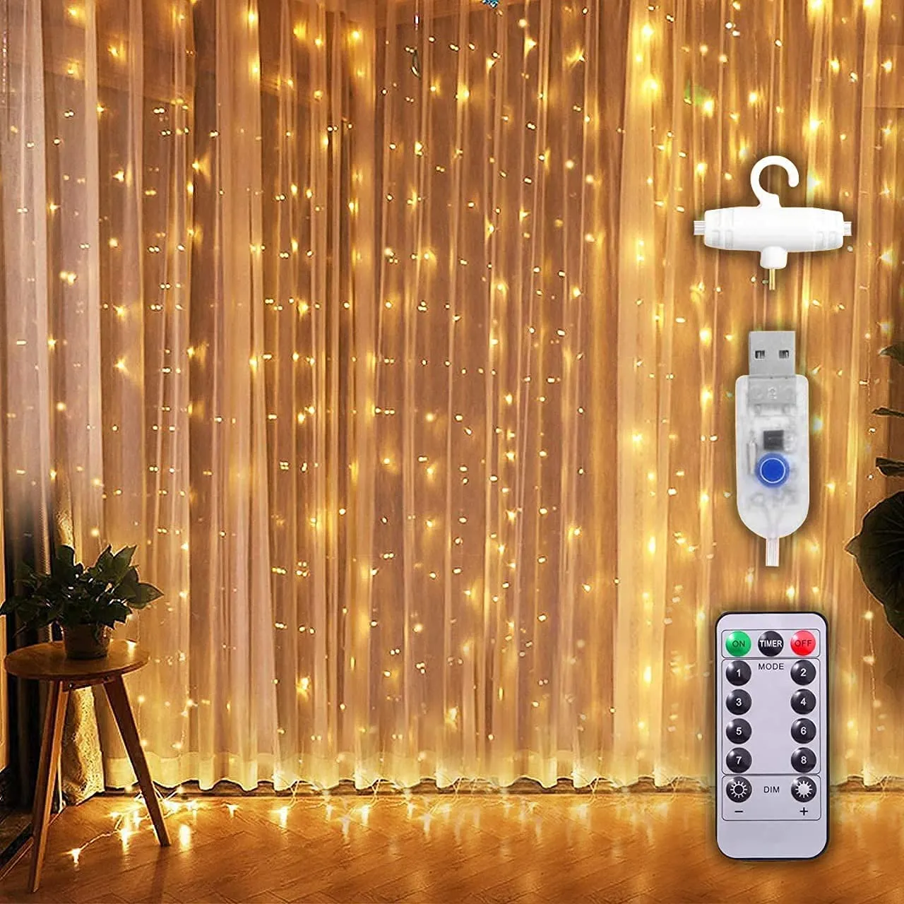 Party Propz Led Lights for Decoration - 300 LED Warm White Colour Curtain Lights for Decoration with Remote Control | 8 Flashing Modes | Fairy Lights for Room Decoration | Window Curtain Lights Home