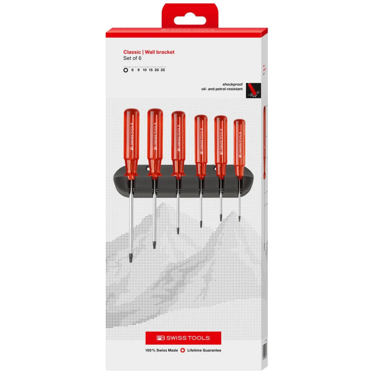 PB Swiss Tools PB 440.CBB Classic Screwdriver Set, Torx®, 6 pcs w/ Wall Mount