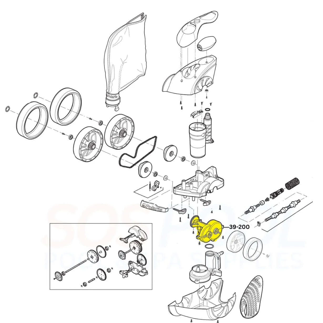 Polaris Gearbox Assembly For 3900 Sport and P39 Cleaners | 39-200