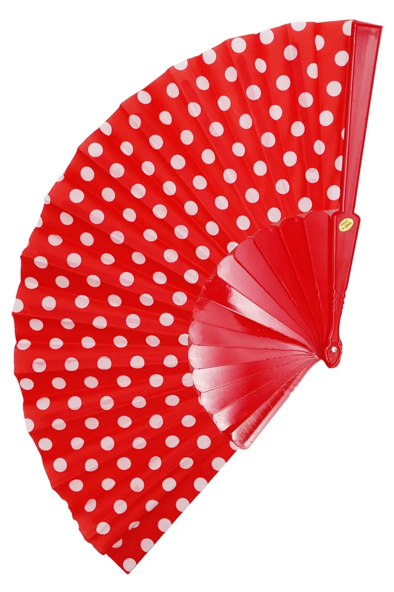 Polka Dot Folding Fan in Red & White