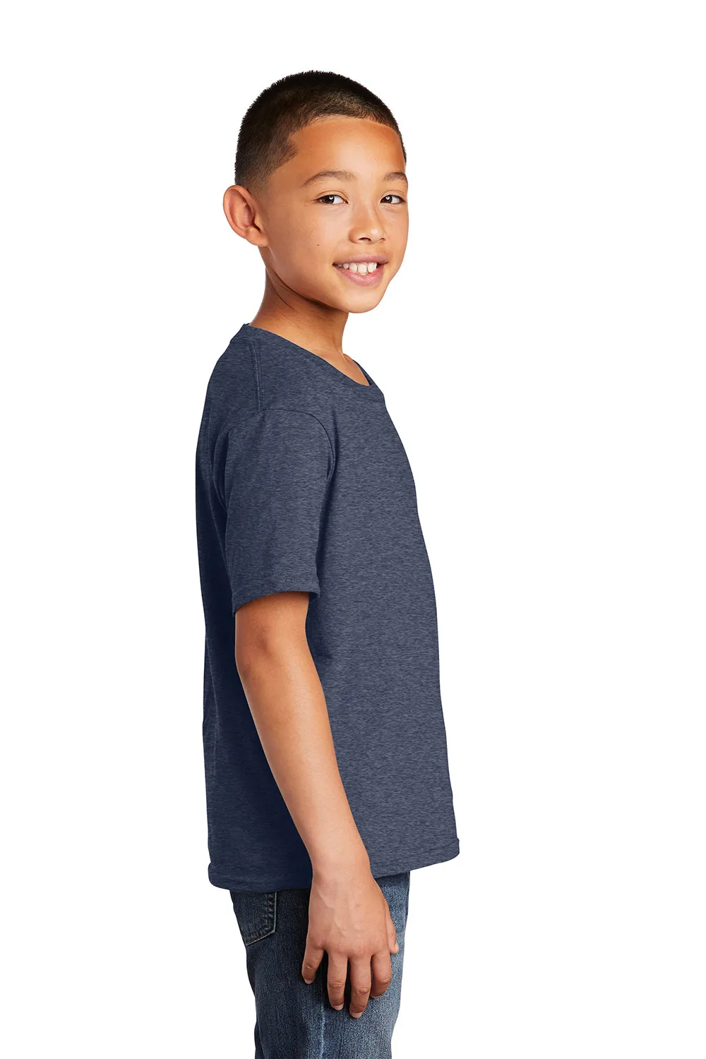 Port & Company Youth Fan Favorite Short Sleeve Crewneck T-Shirt - Heather Navy Blue