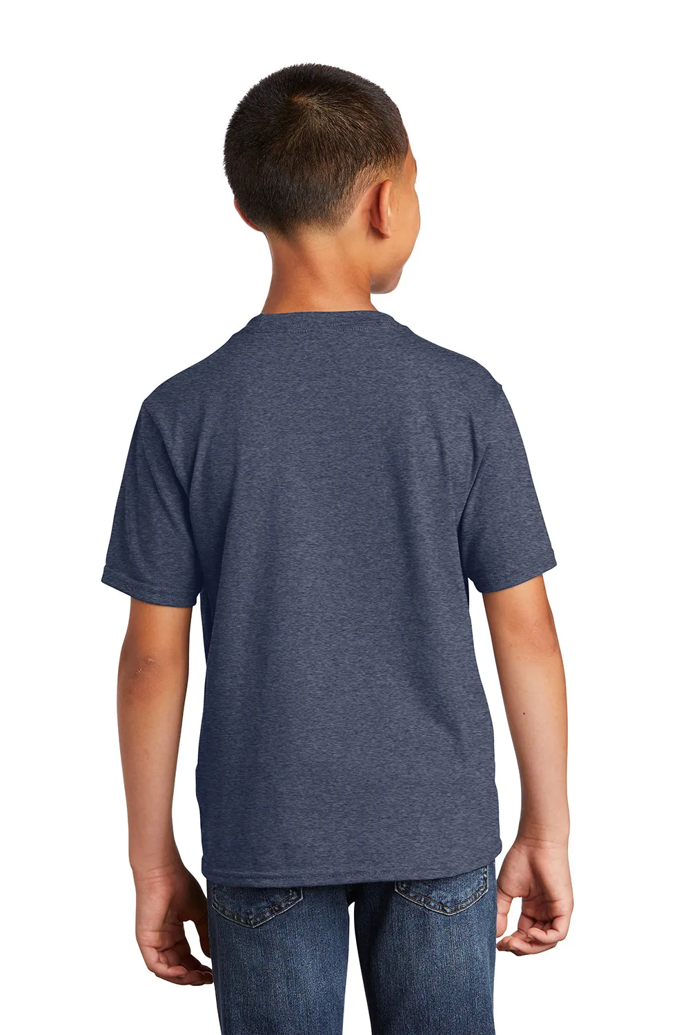 Port & Company Youth Fan Favorite Short Sleeve Crewneck T-Shirt - Heather Navy Blue