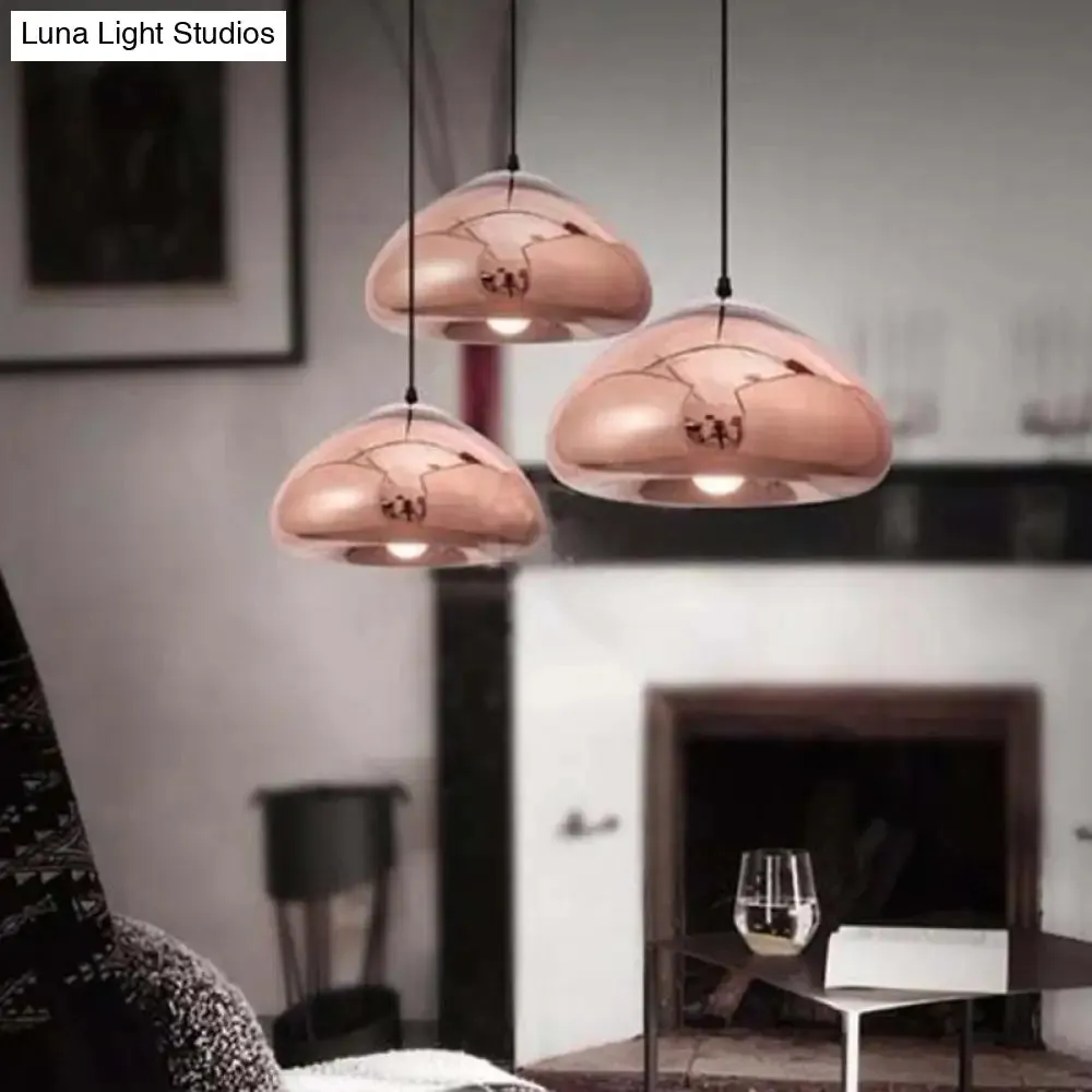 Postmodern Blown Glass Pendant Light - Recessed Shade, 1 Head - Ideal for Restaurants and Ceilings