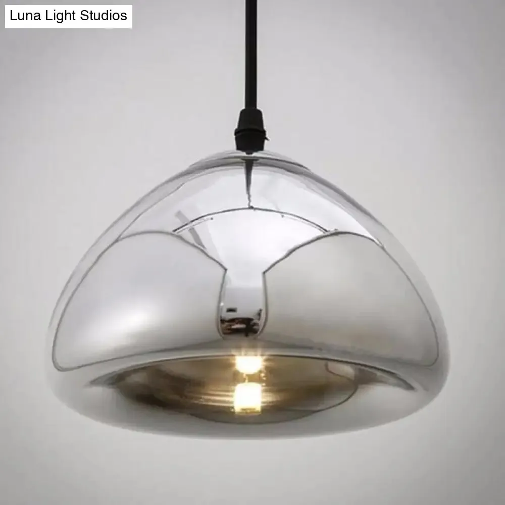 Postmodern Blown Glass Pendant Light - Recessed Shade, 1 Head - Ideal for Restaurants and Ceilings